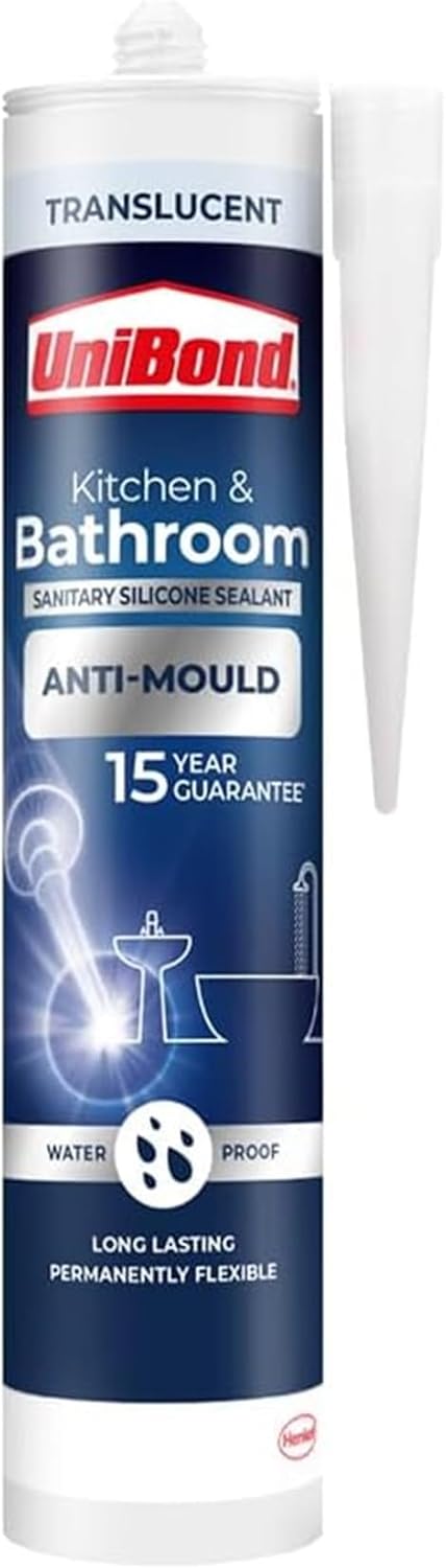 Unibond Bath & Kitchen Mould-Resistant, Transparent Silicone Sealant
